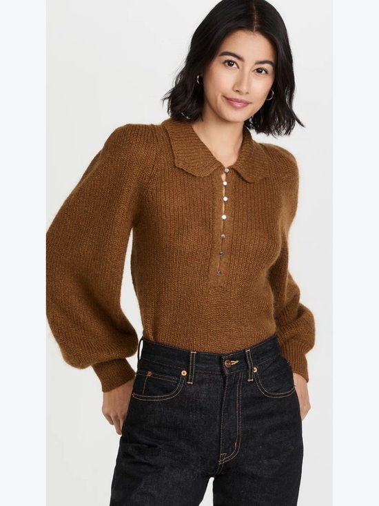 ba&sh Sweaters - Ba&sh tilte mohair wool blend placket buttons sz XS big shoulder fall sweater